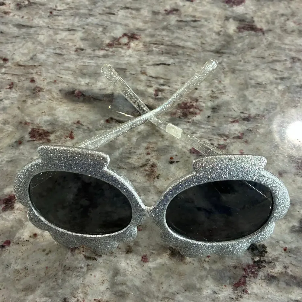 Gymboree Girls Glitter Seashell Sunglasses Silver Beach 6+
